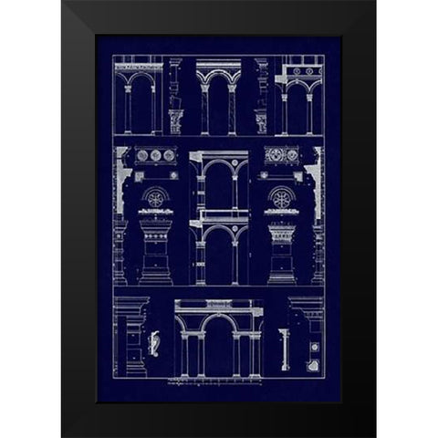 Arcades of the Renaissance (Blueprint) Black Modern Wood Framed Art Print by Buhlmann, J.