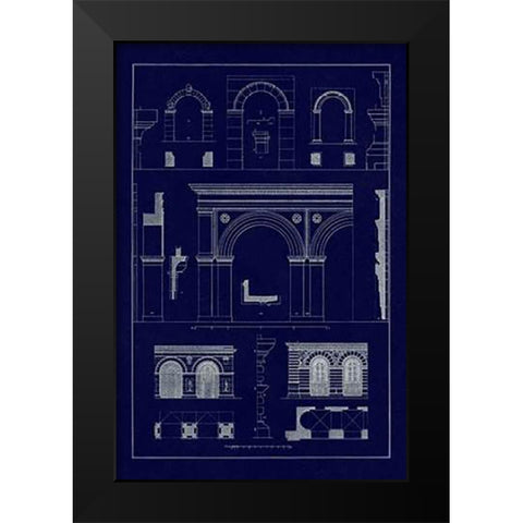 Gateways, Arches and Arcades (Blueprint) Black Modern Wood Framed Art Print by Buhlmann, J.