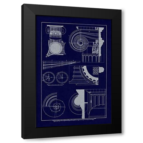 Capitals of the Erechtheum (Blueprint) Black Modern Wood Framed Art Print with Double Matting by Buhlmann, J.