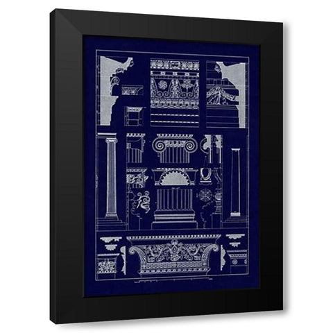 Entablatures and Capitals (Blueprint) Black Modern Wood Framed Art Print with Double Matting by Buhlmann, J.