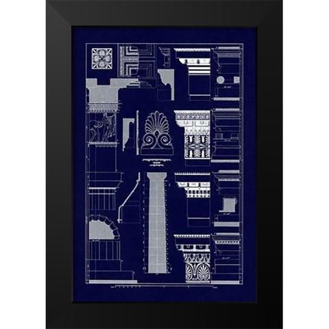 Details of the Parthenon at Athens (Blueprint) Black Modern Wood Framed Art Print by Buhlmann, J.