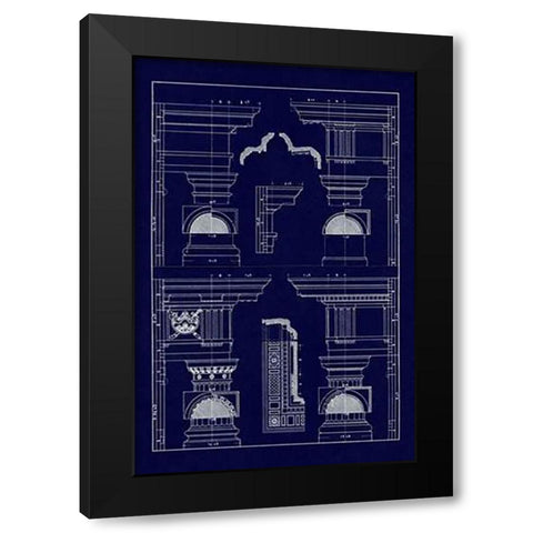 Doric and Tuscan Orders (Blueprint) Black Modern Wood Framed Art Print with Double Matting by Buhlmann, J.