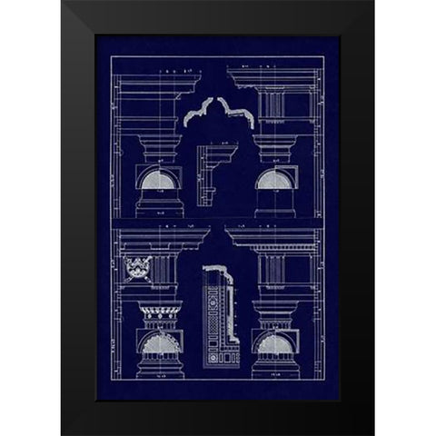 Doric and Tuscan Orders (Blueprint) Black Modern Wood Framed Art Print by Buhlmann, J.