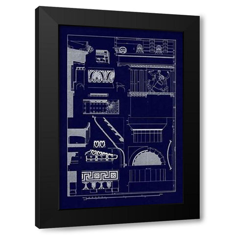 Details of Parthenon at Athens (Blueprint) Black Modern Wood Framed Art Print with Double Matting by Buhlmann, J.