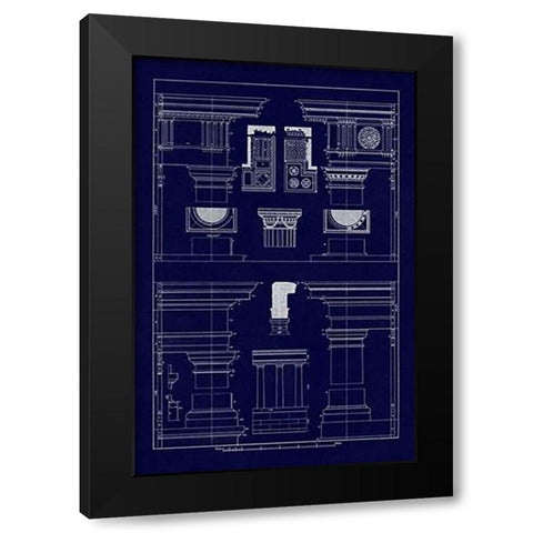 Doric, Tuscan Orders and Columns (Blueprint) Black Modern Wood Framed Art Print by Buhlmann, J.