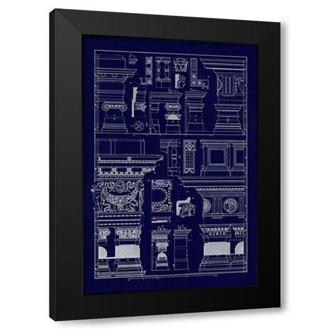 Details of Basilica at Vicenza and Library at Venice (Blueprint) Black Modern Wood Framed Art Print by Buhlmann, J.