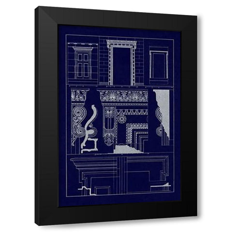 Doorways and Windows (Blueprint) Black Modern Wood Framed Art Print by Buhlmann, J.