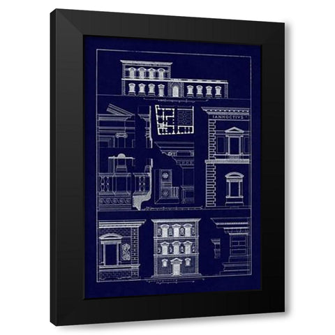 Palazzos Pandolfini and Bartolini at Florence (Blueprint) Black Modern Wood Framed Art Print with Double Matting by Buhlmann, J.