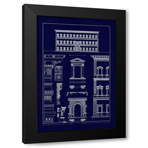 Palazzo Vendramin - Calergi at Venice (Blueprint) Black Modern Wood Framed Art Print by Buhlmann, J.
