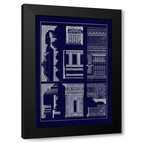 Wall Facing with Wood Paneling (Blueprint) Black Modern Wood Framed Art Print with Double Matting by Buhlmann, J.