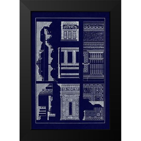 Wall Facing with Wood Paneling (Blueprint) Black Modern Wood Framed Art Print by Buhlmann, J.