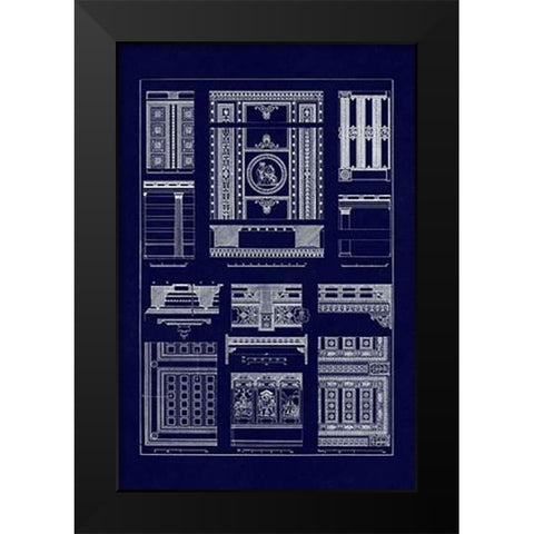 Ceilings with Visible Course of Beams (Blueprint) Black Modern Wood Framed Art Print by Buhlmann, J.