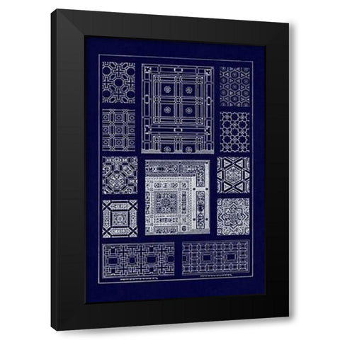 Ceilings with Bays and Mouldings (Blueprint) Black Modern Wood Framed Art Print by Buhlmann, J.