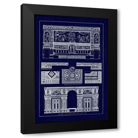 Decoration of Large Halls (Blueprint) Black Modern Wood Framed Art Print by Buhlmann, J.