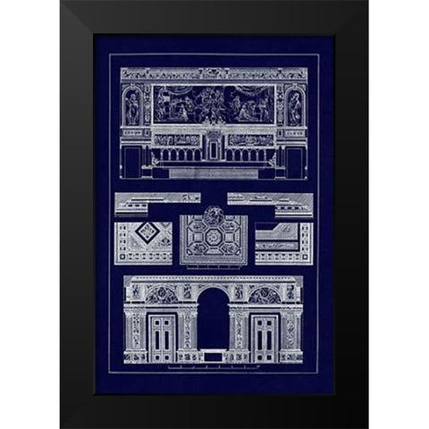 Decoration of Large Halls (Blueprint) Black Modern Wood Framed Art Print by Buhlmann, J.
