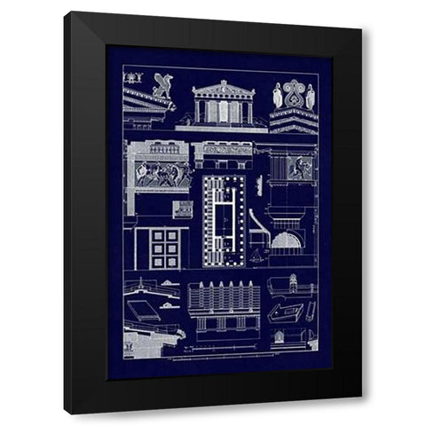 Temple of Athene and Theseus, PolyMuseumome (Blueprint) Black Modern Wood Framed Art Print with Double Matting by Buhlmann, J.