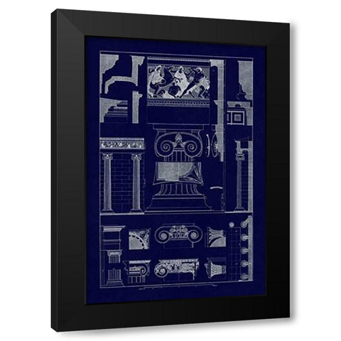 Ionic Orders and Capitals, PolyMuseumome (Blueprint) Black Modern Wood Framed Art Print by Buhlmann, J.