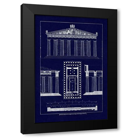 The Parthenon at Athens, PolyMuseumome (Blueprint) Black Modern Wood Framed Art Print with Double Matting by Buhlmann, J.