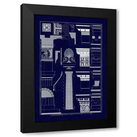 Details of Parthenon, PolyMuseumome (Blueprint) Black Modern Wood Framed Art Print by Buhlmann, J.