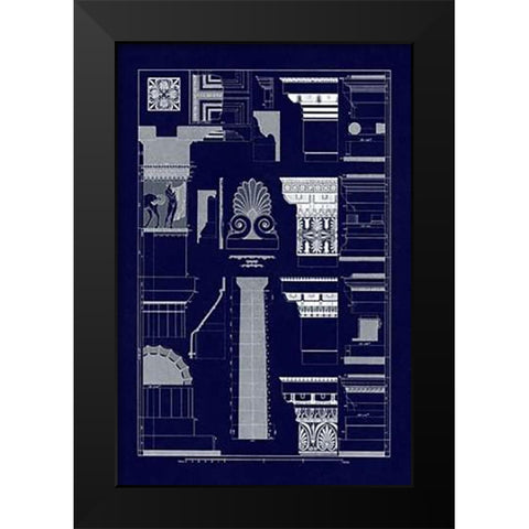 Details of Parthenon, PolyMuseumome (Blueprint) Black Modern Wood Framed Art Print by Buhlmann, J.