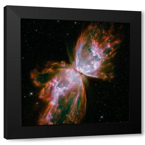 Butterfly Nebula (square) Black Modern Wood Framed Art Print by NASA