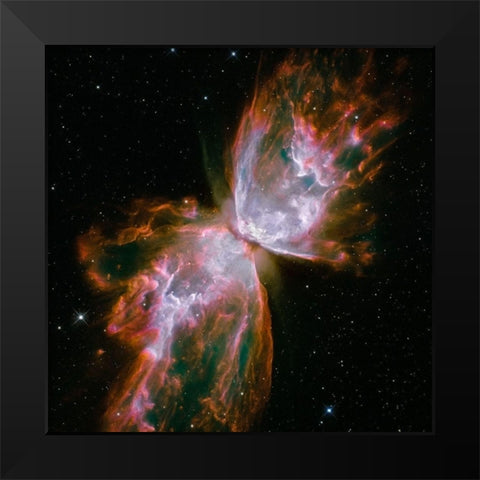 Butterfly Nebula (square) Black Modern Wood Framed Art Print by NASA