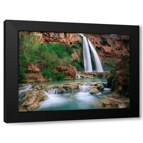 Havasu Creek, lined with Cottonwood trees, Havasu Falls, Grand Canyon, Arizona Black Modern Wood Framed Art Print with Double Matting by Fitzharris, Tim