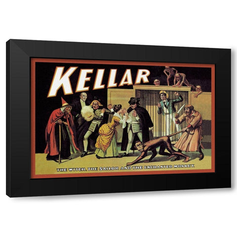 Magicians: Kellar: The Witch, the Sailor and the Enchanted Monkey Black Modern Wood Framed Art Print with Double Matting by Unknown