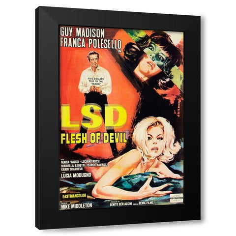 Vintage Vices: LSD: Flesh of the Devil Black Modern Wood Framed Art Print with Double Matting by Vintage Vices