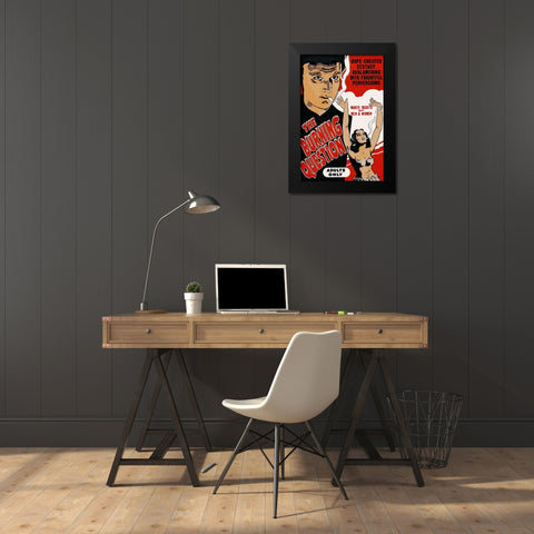 Vintage Vices: Bruning Question Black Modern Wood Framed Art Print by Vintage Vices