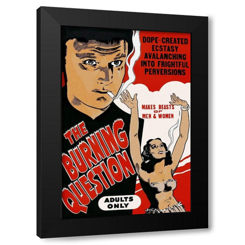 Vintage Vices: Bruning Question Black Modern Wood Framed Art Print by Vintage Vices