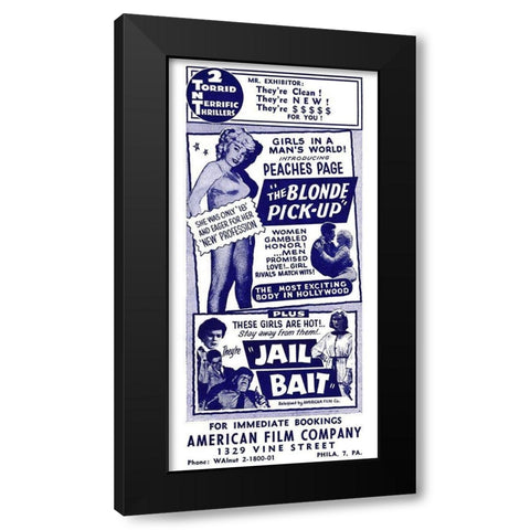 Vintage Vices: Blonde Pick-Up and Jail Bait Black Modern Wood Framed Art Print with Double Matting by Vintage Vices