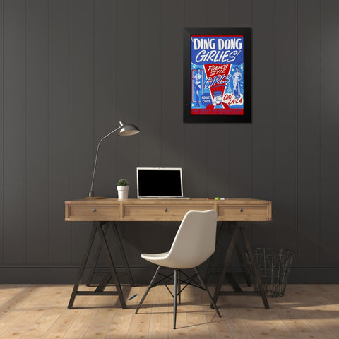 Vintage Vices: Ding Dong Girlies Black Modern Wood Framed Art Print by Vintage Vices