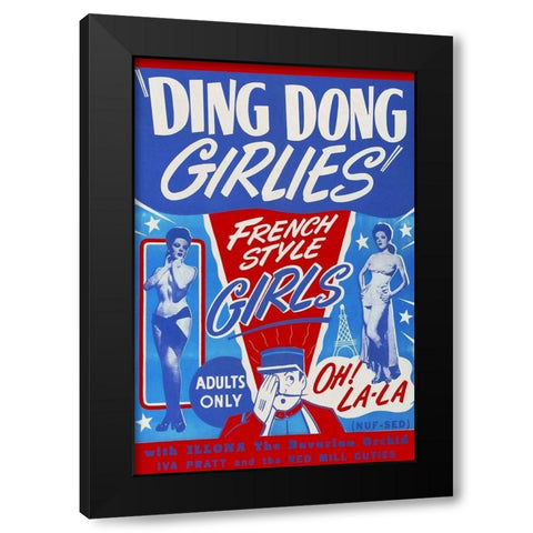 Vintage Vices: Ding Dong Girlies Black Modern Wood Framed Art Print by Vintage Vices