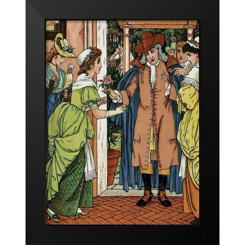 Beauty and the Beast - Greetings Black Modern Wood Framed Art Print by Crane, Walter