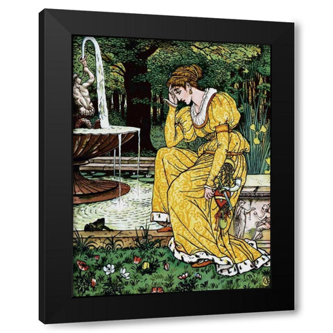 Frog Prince - In Yellow Black Modern Wood Framed Art Print with Double Matting by Crane, Walter