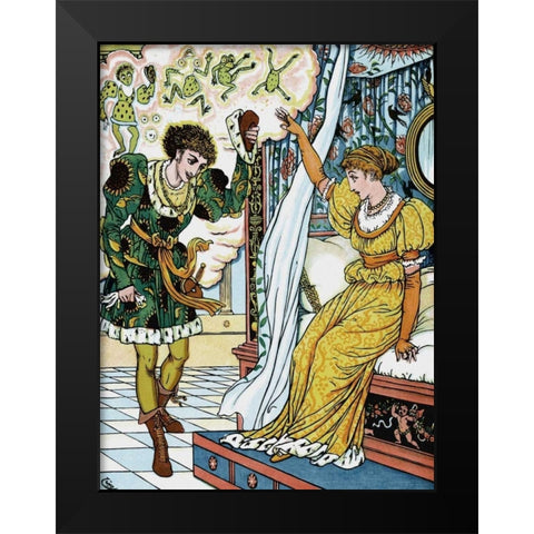 Frog Prince - The Transformation Black Modern Wood Framed Art Print by Crane, Walter