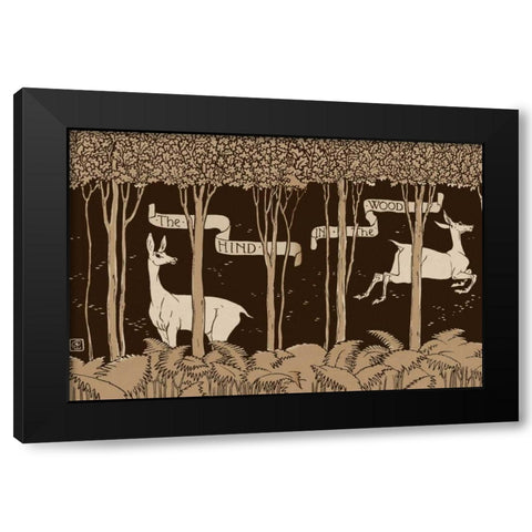 Hind in the Wood Title Page Black Modern Wood Framed Art Print with Double Matting by Crane, Walter