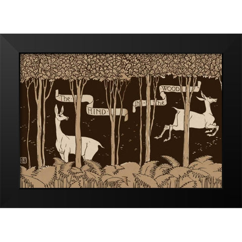 Hind in the Wood Title Page Black Modern Wood Framed Art Print by Crane, Walter