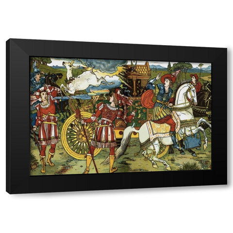 Hind in the Wood - Leap Black Modern Wood Framed Art Print by Crane, Walter