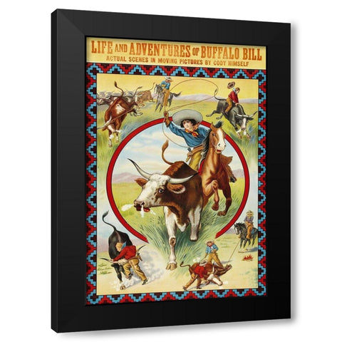 Vintage Westerns: Life and Adventures of Buffalo Bill Black Modern Wood Framed Art Print by Unknown