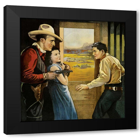 Vintage Westerns: South of Santa Fe - Detail Black Modern Wood Framed Art Print with Double Matting by Unknown