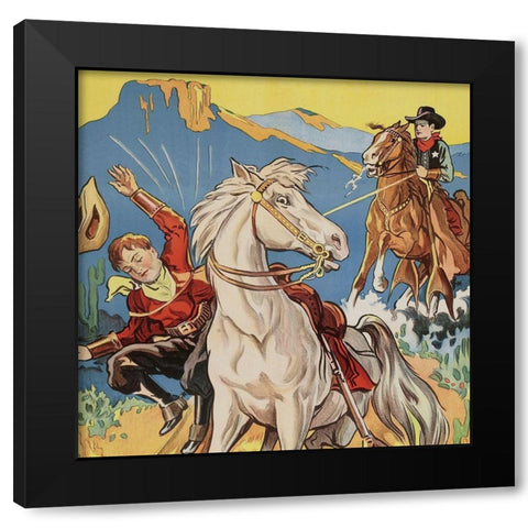 Vintage Westerns: Vanishing men - Detail Black Modern Wood Framed Art Print with Double Matting by Unknown
