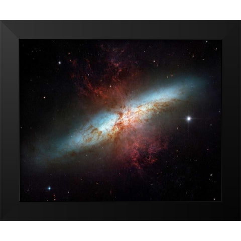 M82 - Starburst Galaxy Black Modern Wood Framed Art Print by NASA