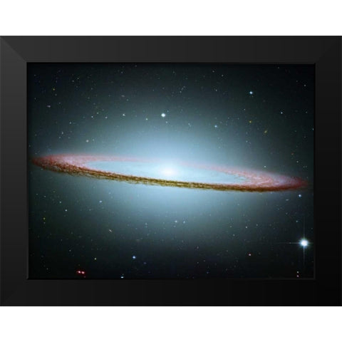 M104 - The Sombrero Galaxy - Colored with Infrared Data Black Modern Wood Framed Art Print by NASA