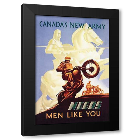 WWI: Canadas New Army: Men Like You Black Modern Wood Framed Art Print by Aldwinkle, Eric