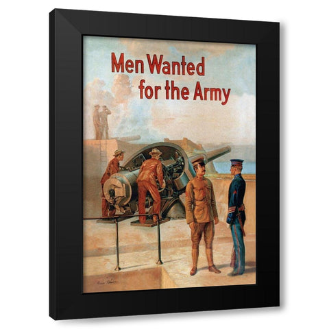 WWI: Men Wanted for the Army Black Modern Wood Framed Art Print with Double Matting by Whalen, Michael P.