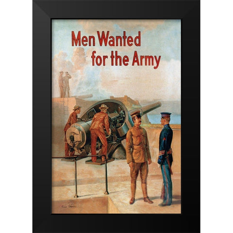 WWI: Men Wanted for the Army Black Modern Wood Framed Art Print by Whalen, Michael P.