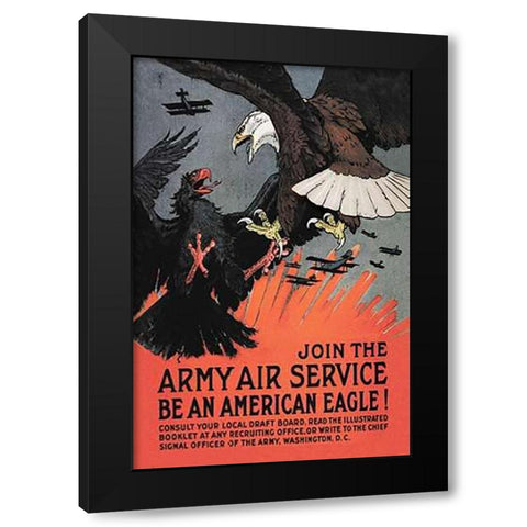WWI: Join the Army Air Service: Be an American Eagle! Black Modern Wood Framed Art Print by Bull, Charles Livingston