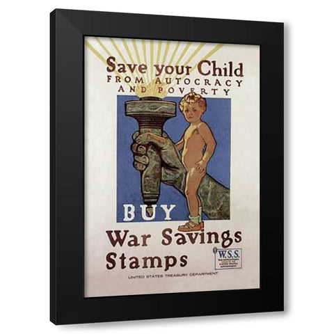 WWI: Save Your Child Black Modern Wood Framed Art Print by Paus, Herbert Andrew